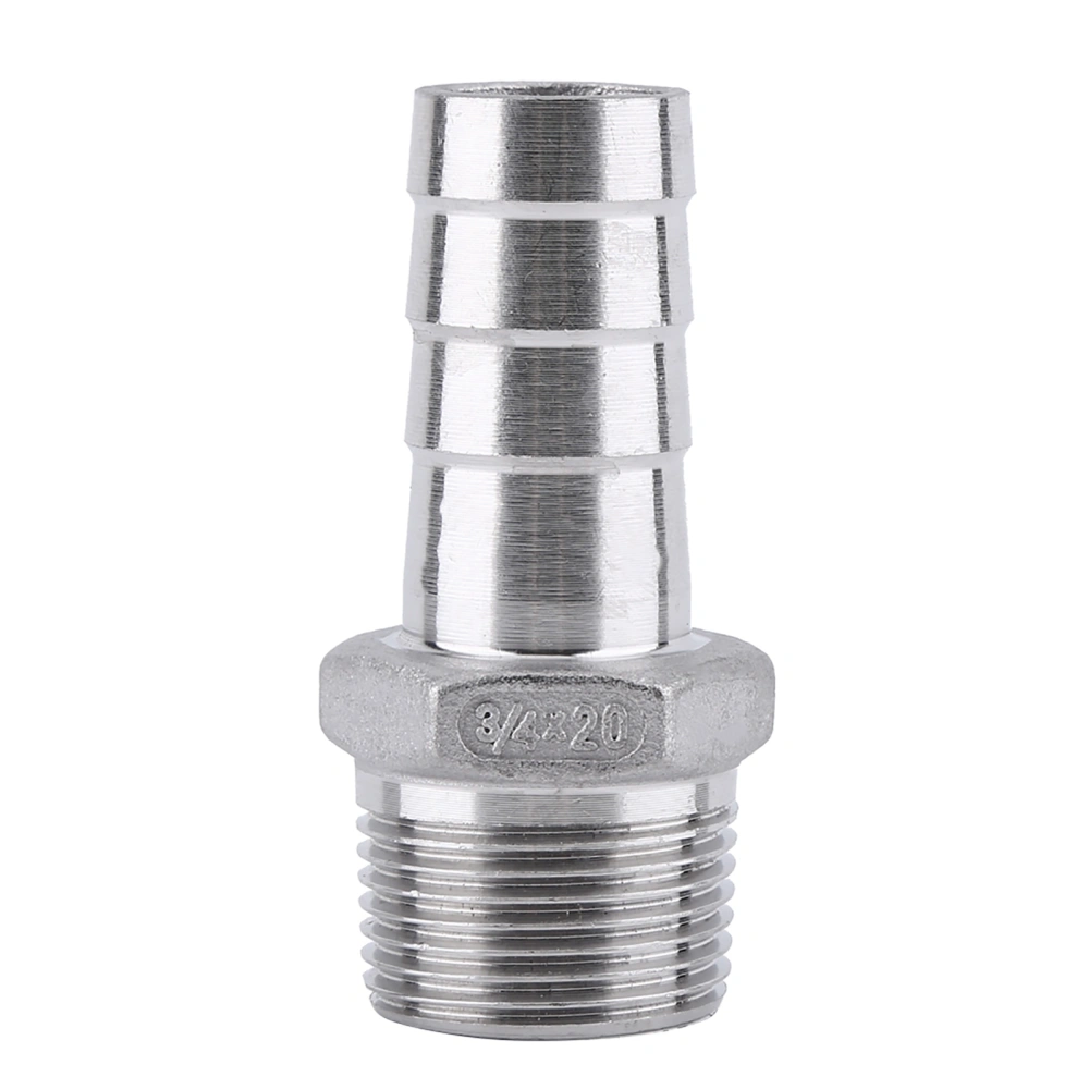 Stainless Steel 304 Male Thread Pipe Fitting Barb Hose Tail Connector (3/4"x20mm)