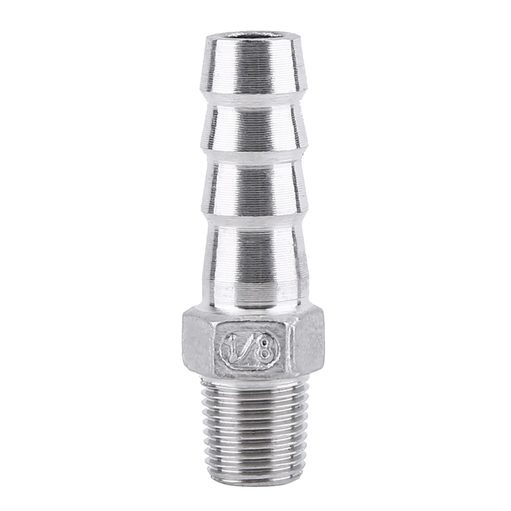 Stainless Steel Male Thread Pipe Fitting Barb Hose Tail Connector (1/8"x10mm)