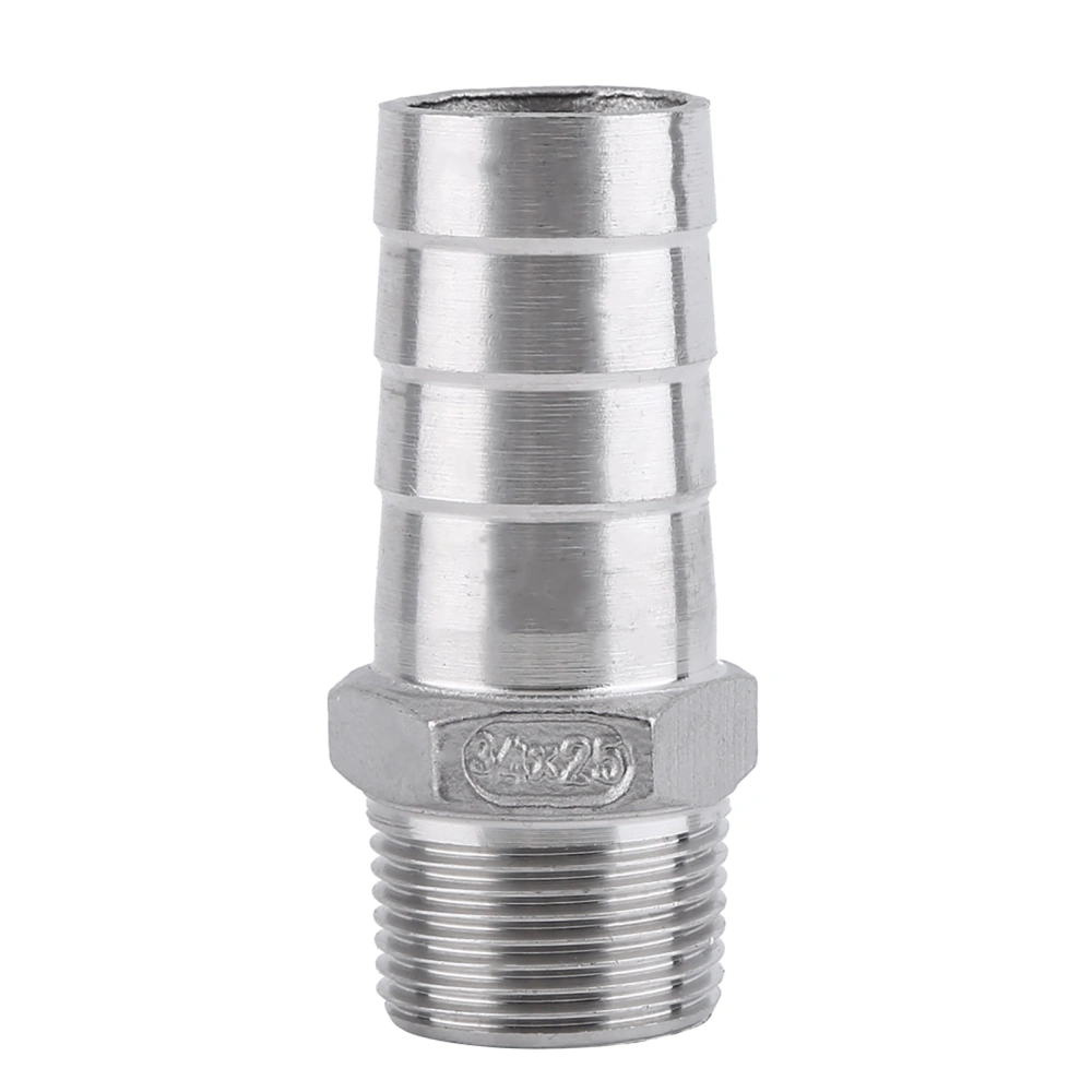 Stainless Steel Male Thread Pipe Fitting Adapter Barb Hose Tail Connector (3/4"x25mm)