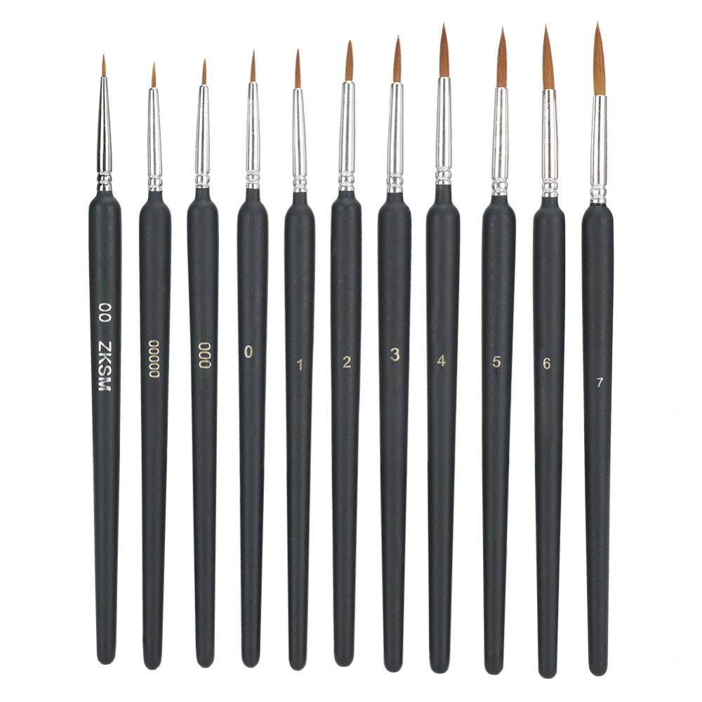 11pcs Painting Brush Weasel Hair Stroke Edge Drawing Tool Art Supplies for Watercolor Gouache Oil Painting