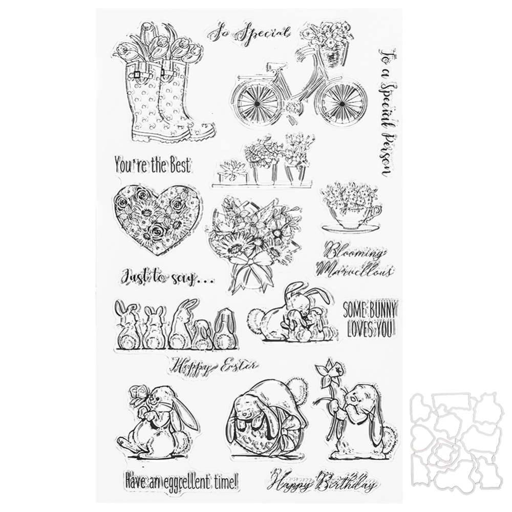 Transparent Rubber Stamp Seal w Cutting Dies DIY for HandMade Scrapbook Craft Collections