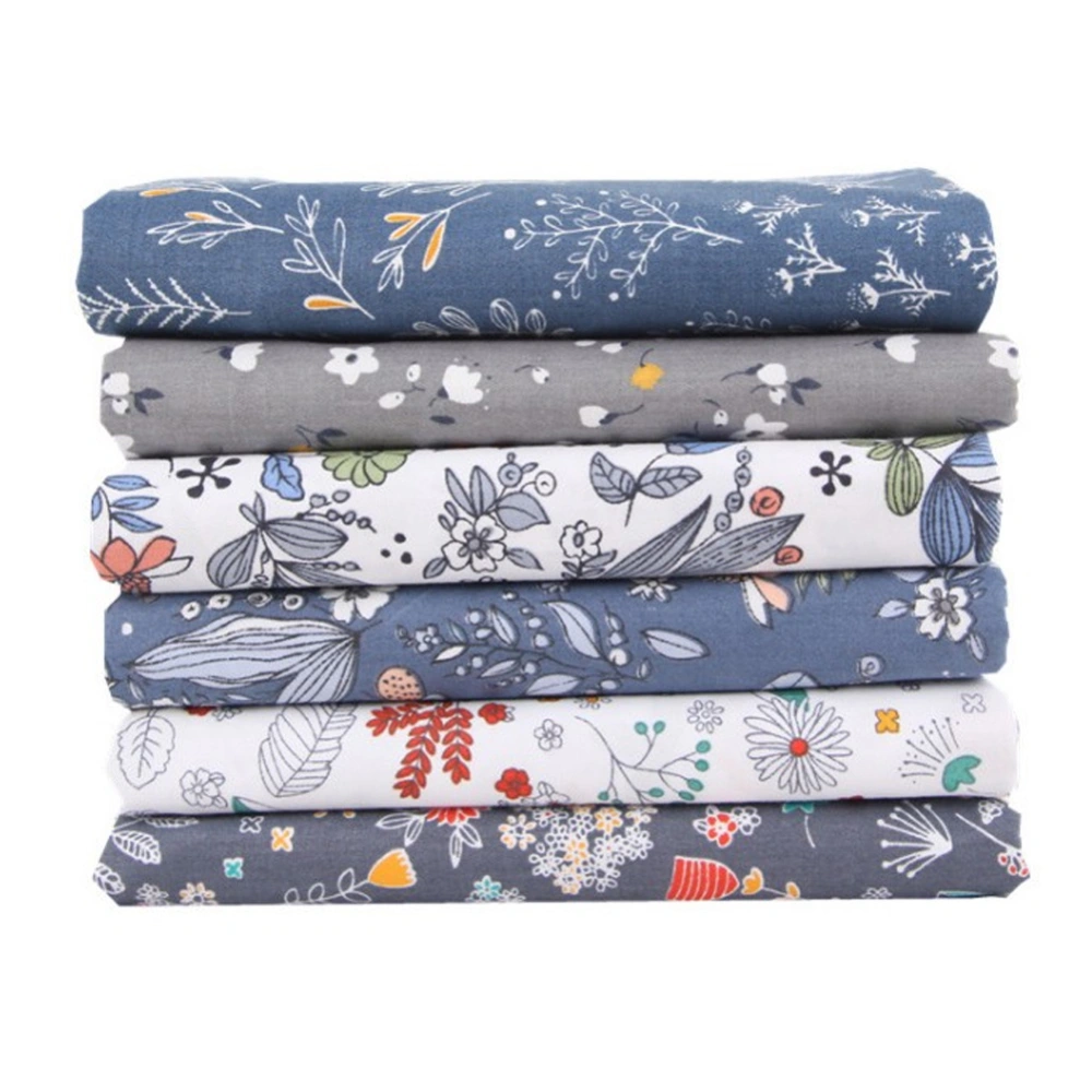 6Pcs Floral Cotton Cloth DIY HandMade Craft Dressmaking Sewing Printing Light Gray 50x40cm