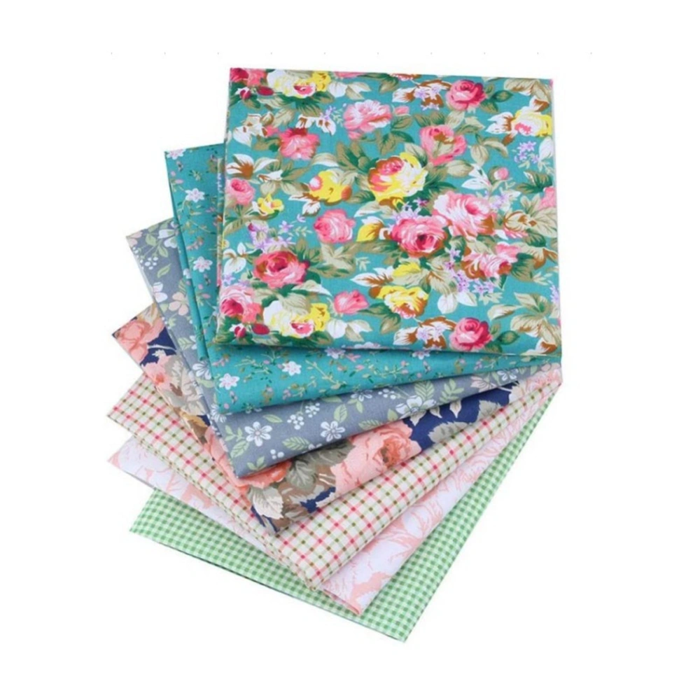 7Pcs Floral Cotton Cloth DIY Hand&#8209;Made Craft Dressmaking Sewing Printing Rose Pattern 50x40cm