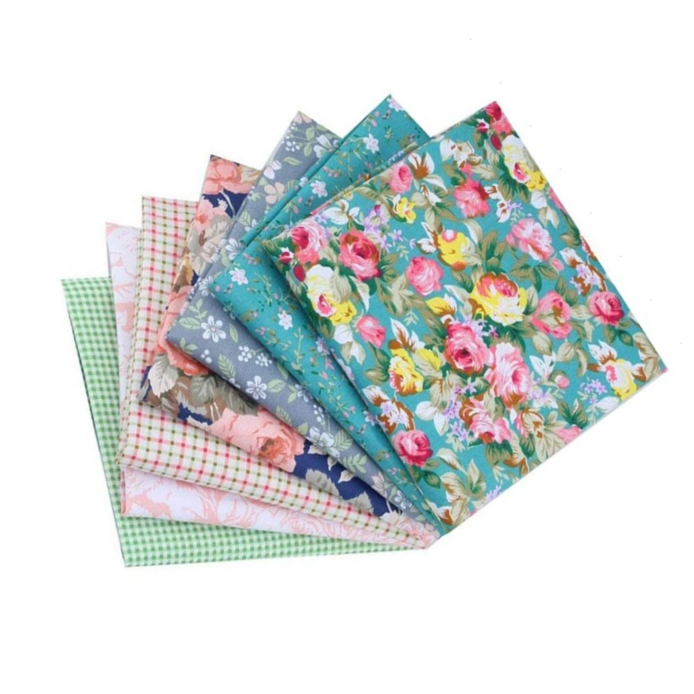 7Pcs Floral Cotton Cloth DIY Hand‑Made Craft Dressmaking Sewing Printing Rose Pattern 50x40cm