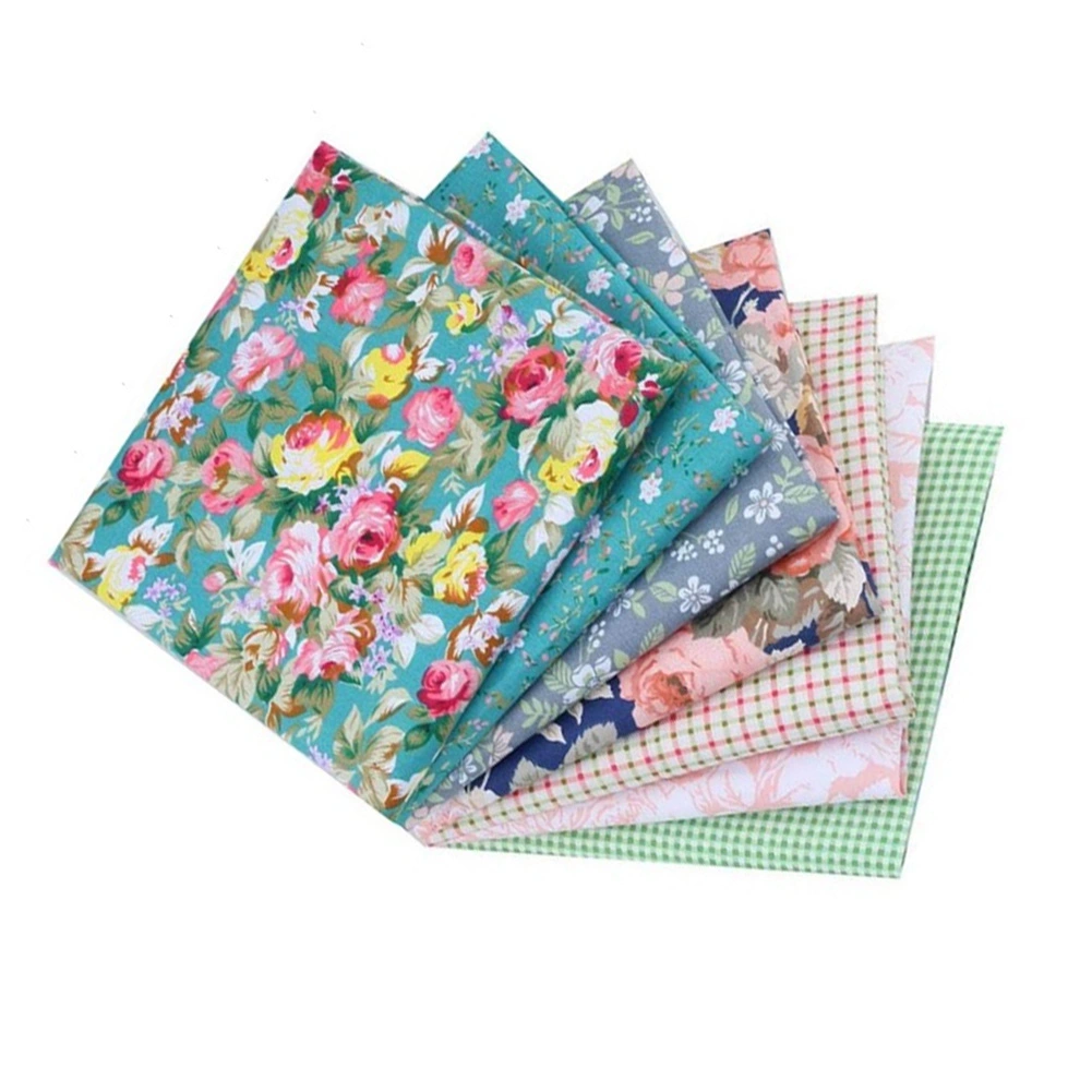 7Pcs Floral Cotton Cloth DIY Hand‑Made Craft Dressmaking Sewing Printing Rose Pattern 50x40cm