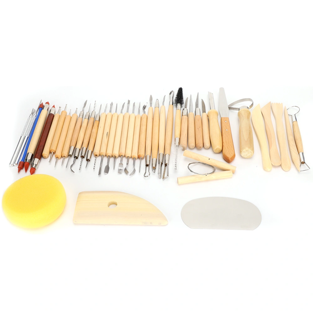 42Pcs Pottery Tools Clay Sculpting Tool Set Wooden Stainless Steel DIY Carving Clay Figurine