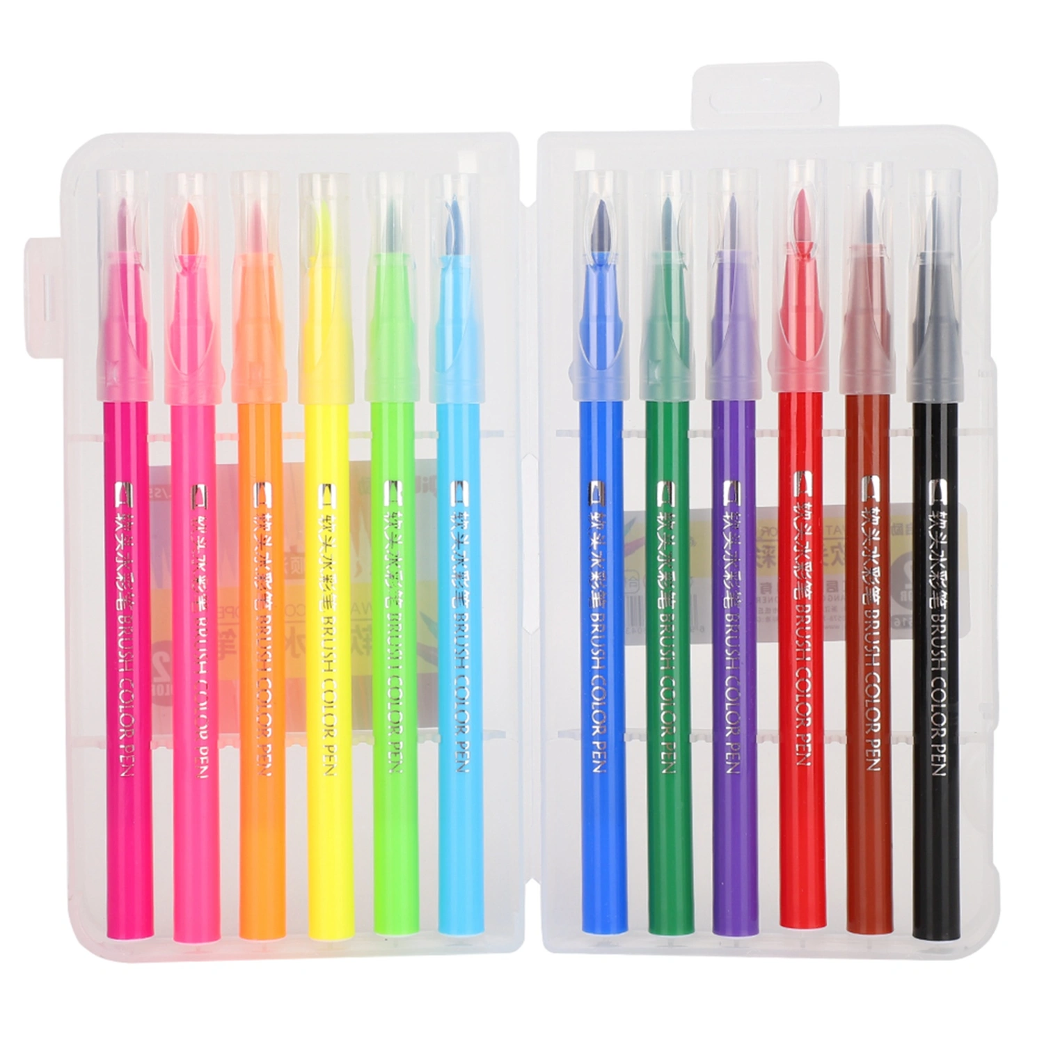 Brush Color Pen Soft Tip Washable 12 Colors Set Line Drawing Pen Student Painting Art Supply