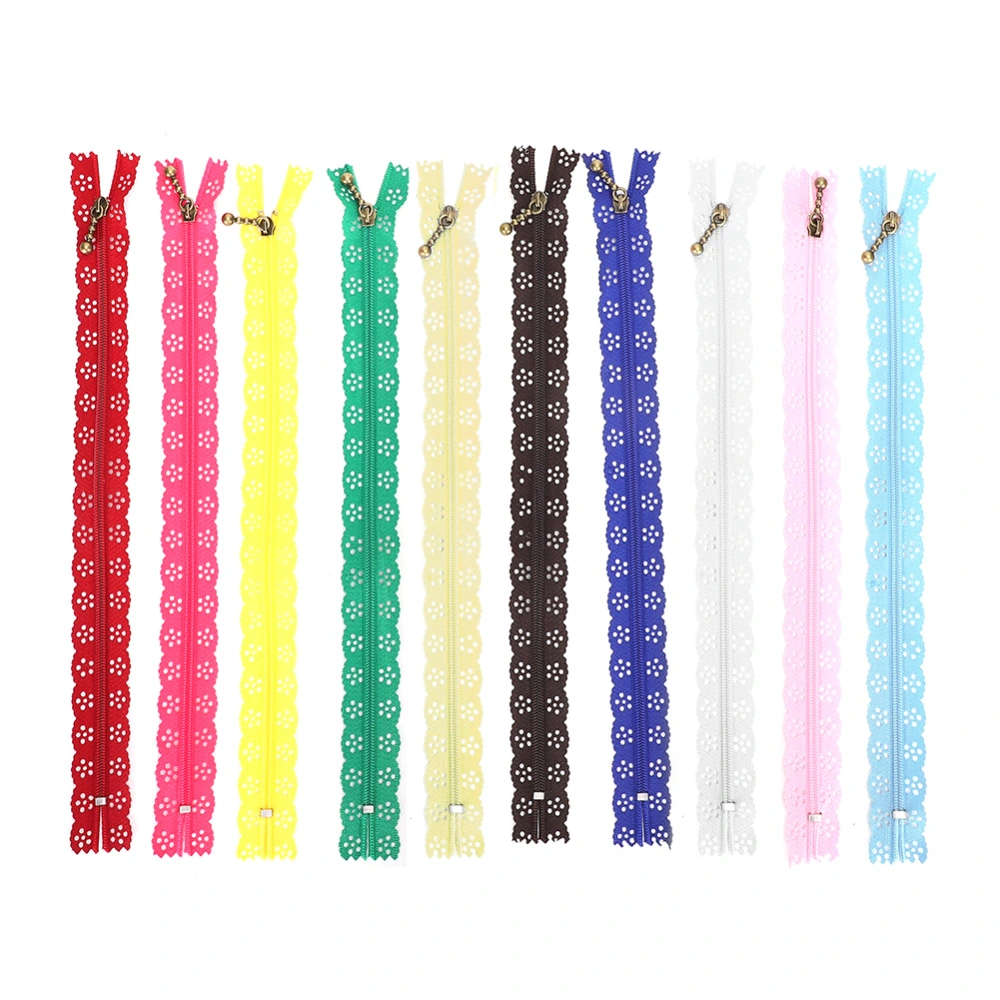 10Pcs Lace Zipper Mixed Style Bud Silk Shape No.3 Nylon Sewing Clothing Accessories 25cm