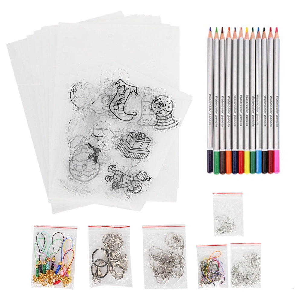 Shrink Film Set DIY Color Pencil Heat Shrinkable Manual Sheet Kit Christmas Bag 174#