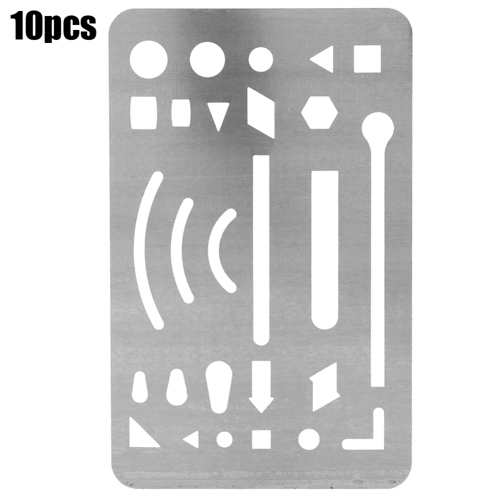 10Pcs 27 Holes Erasing Shield Multipurpose Engineering Drawing Template Pattern RulerStainless Steel