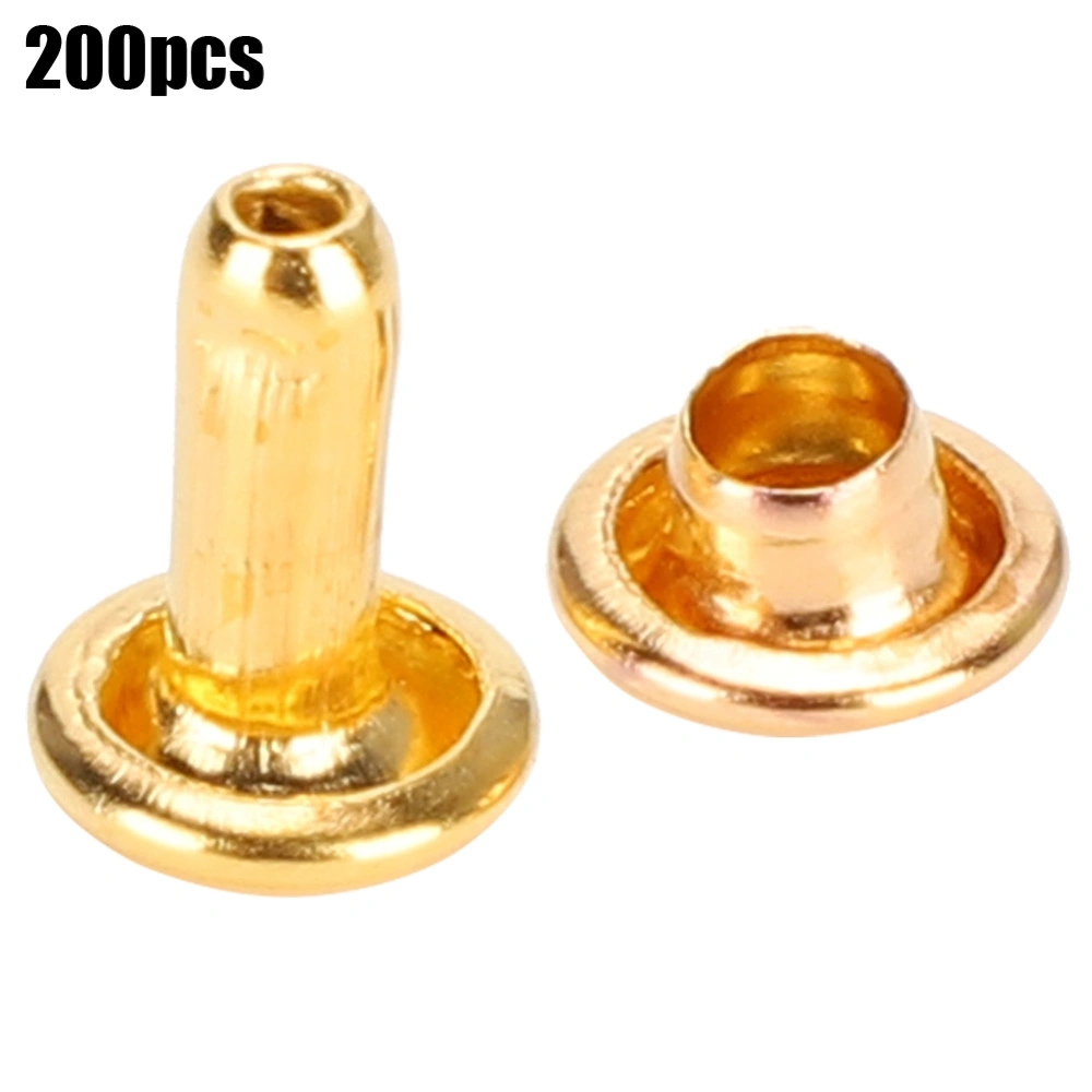 200Pcs Double Round Cap Rivets Fastener Piece Leather Shoes Bag Clothing AccessoriesImitation Gold 6 x 8mm Double Round Cap Rivets