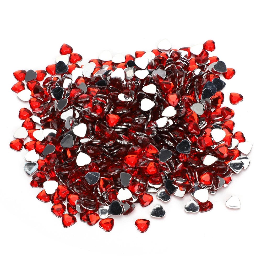 1000PCs Acrylic Diamond Wedding Decoration DIY Clothing Accessories Card Decor Hearted shape(Red )