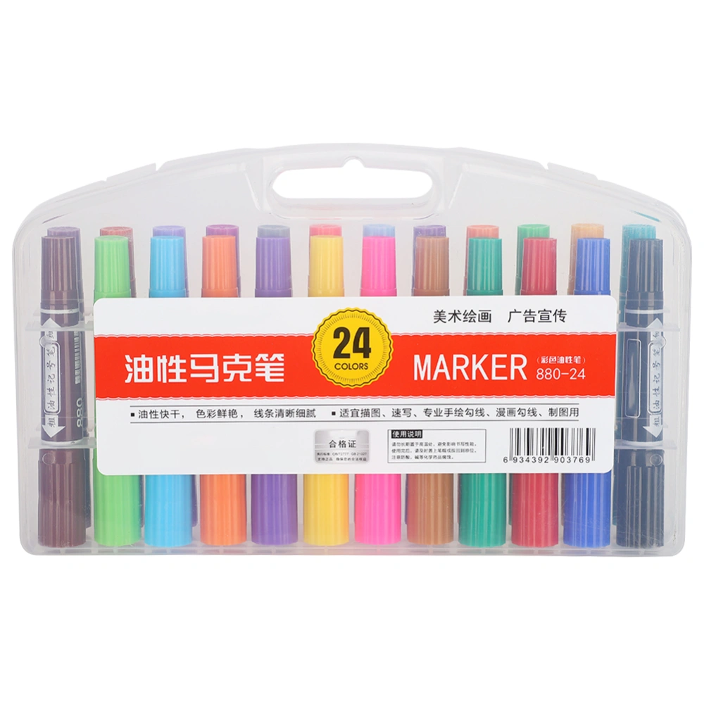 Double-Tip Oil Marker Children Hand-Drawn Hook Pen Kid Writing Painting Tool Art Supplies880-24 Colors