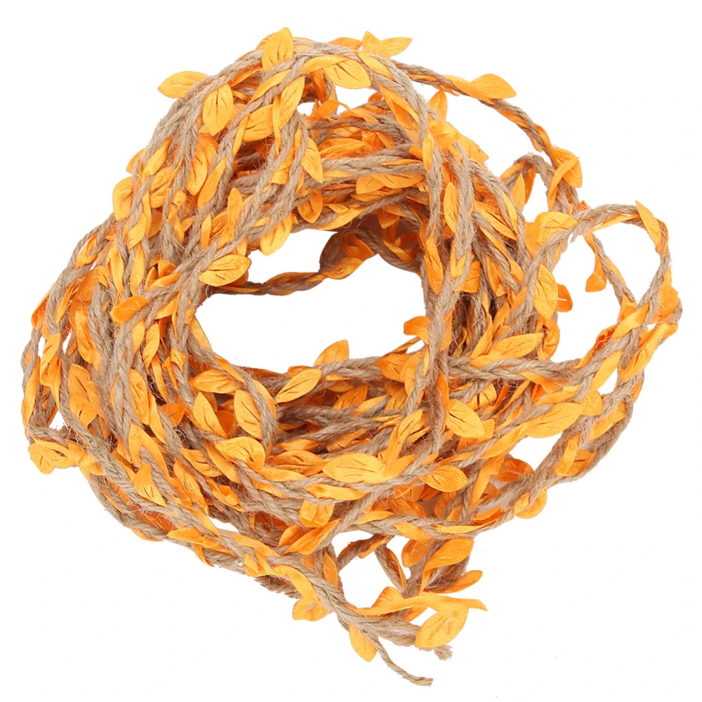 10 Meters Artificial Leaf Ribbon Braided Garland Weaving Hemp Rope Bouquet DIY AccessoriesTangerine