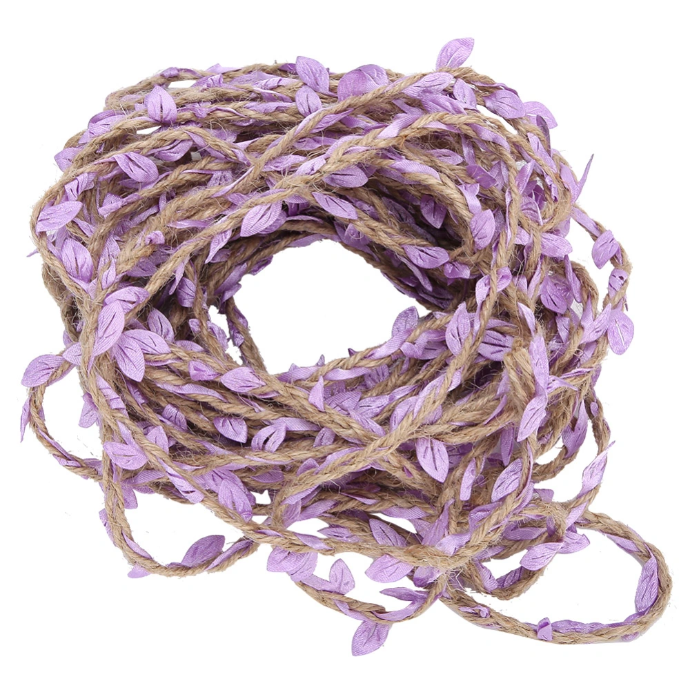 10 Meters Artificial Leaf Ribbon Braided Garland Weaving Hemp Rope Bouquet DIY AccessoriesPurple