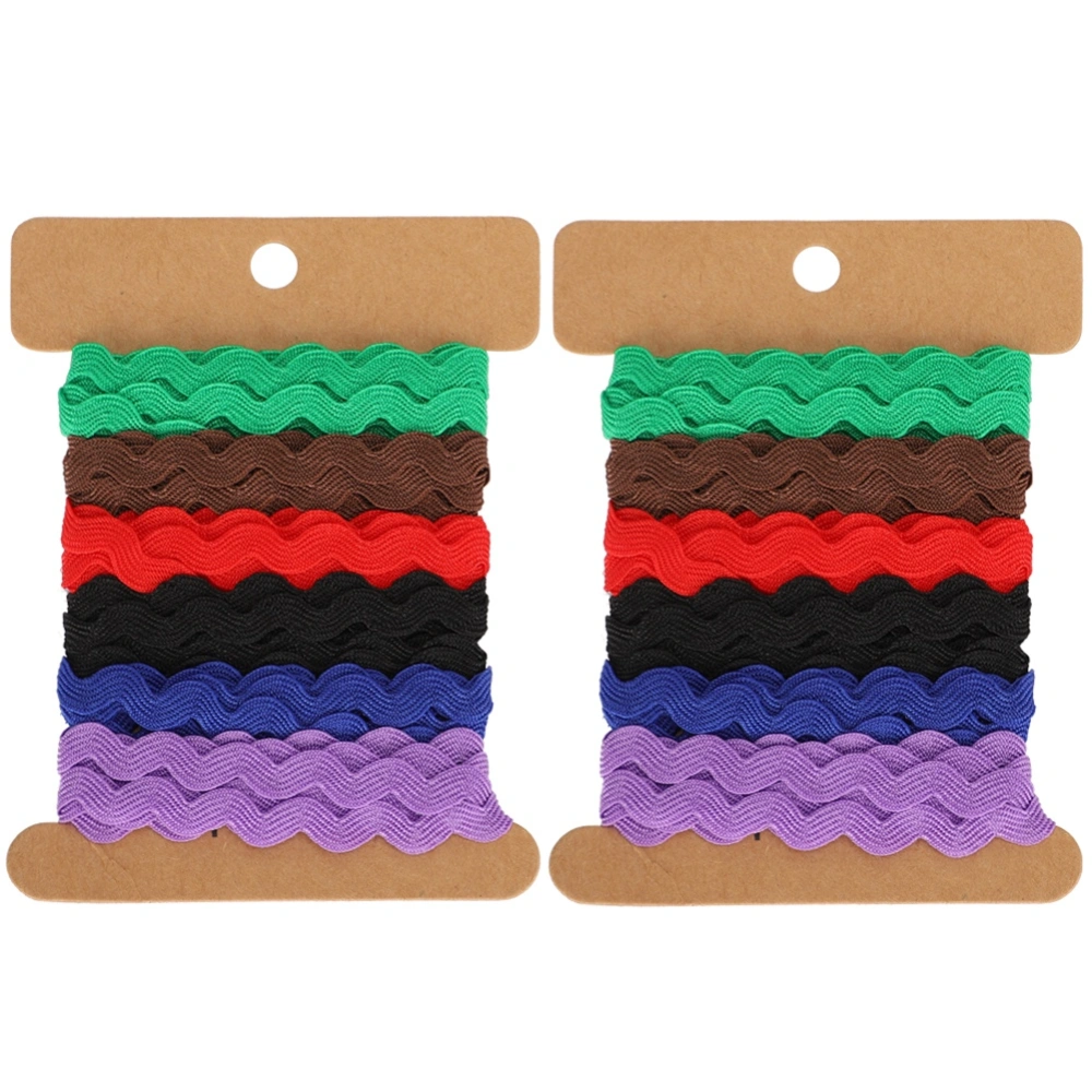 2Pcs Color Zigzag Ribbon DIY Hand Made Material Cloth Hair Accessories Sewing Decoration 8mm(3 )