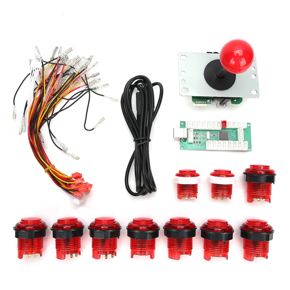 DIY Game Rocker Set DIY Game Joystick Kit Fighting Game Accessory Light for Windows XP / Win7 / Win8Red