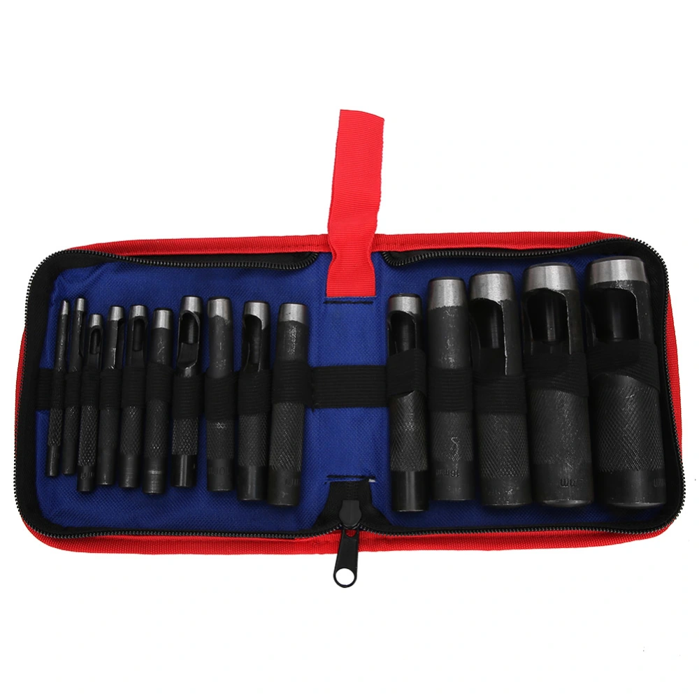 Leather Puncher Punching Set Ergonomic Craft Collection Steel Hand Operated Tools15 PCs (3-25mm)