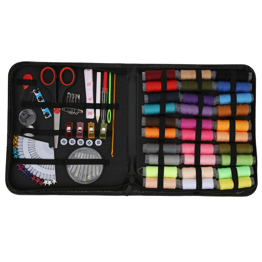 DIY Sewing Kit Embroidery Tool Black PU Craft Collection Portable with Zipper for Travel / HomeOversized for 206 PCs / set