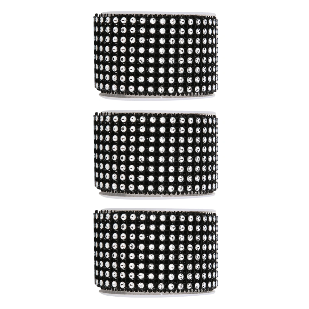 3PCS Rhinestone Mesh Roll Shiny Diamond Wrap Ribbon Trim DIY Hand Made DecorationBlack