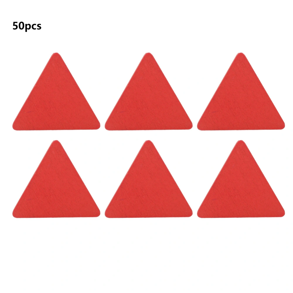 50PCs Wooden Discs Educational Children Toys Environmental Handicrafts DIY Hand Made Accessory(Red Triangle)