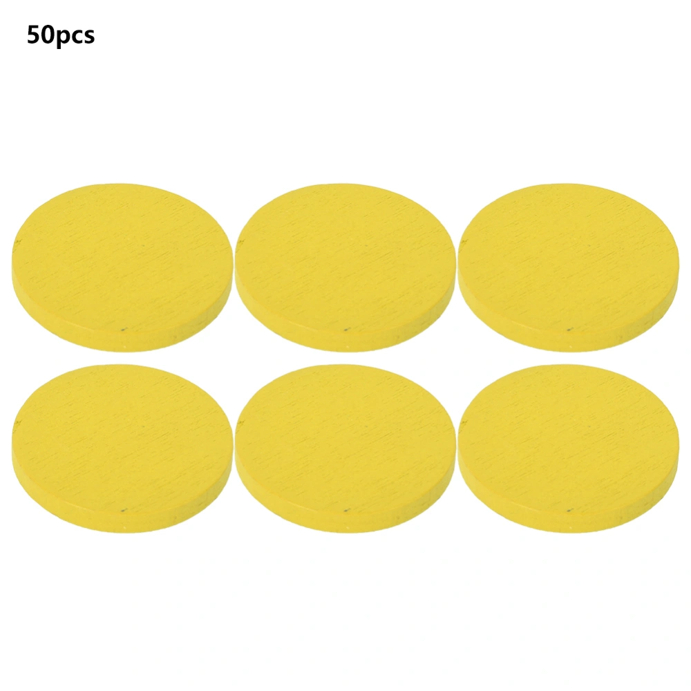 50PCs Wooden Discs Educational Children Toys Environmental Handicrafts DIY Hand Made Accessory(Yellow Circle)