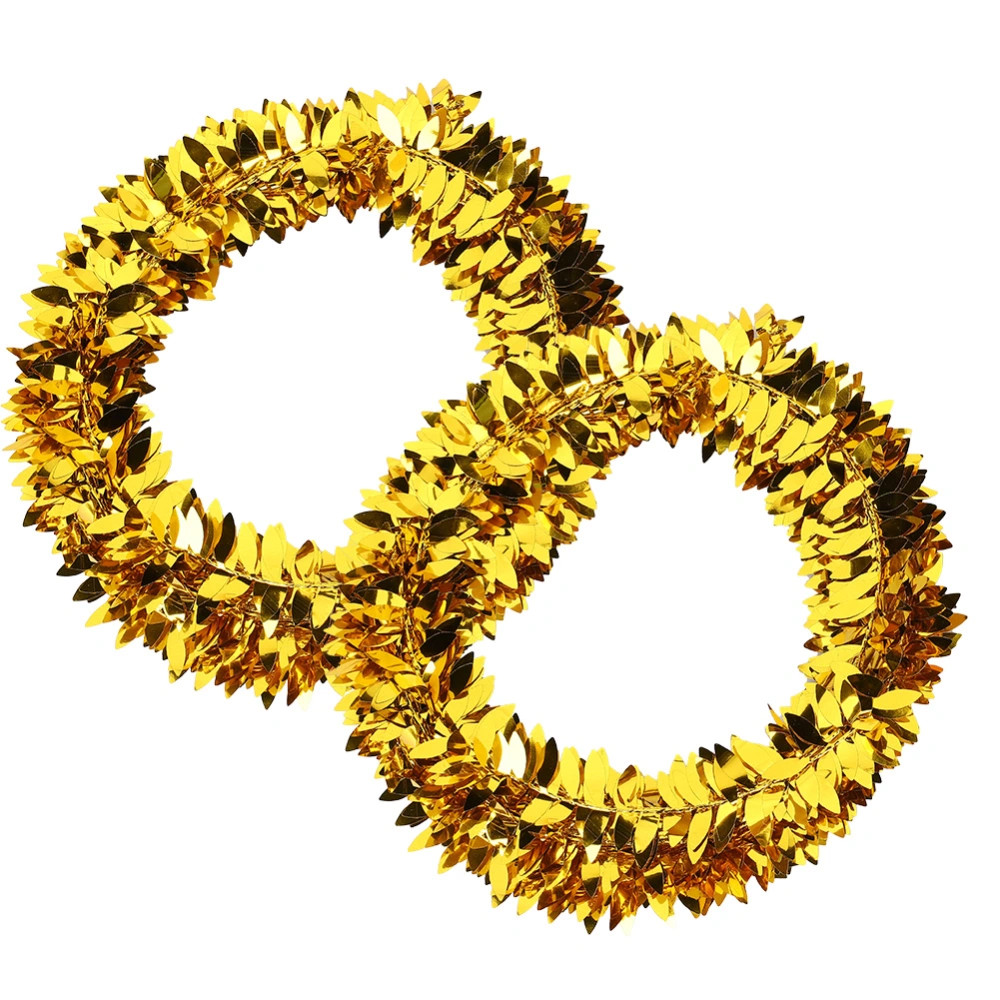 2PCs Artificial Plant 7.5m DIY Leaves Wedding / Christmas Decor Hand-Made Craft CollectionGold Leaf Wreath