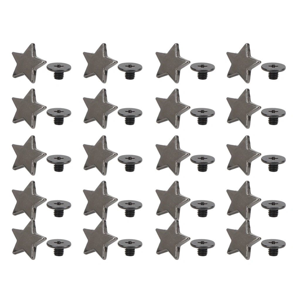 20Pcs Star Shape Rivet Stud Button DIY Clothes Shoes Decoration Accessories with Screws Black Metal Color