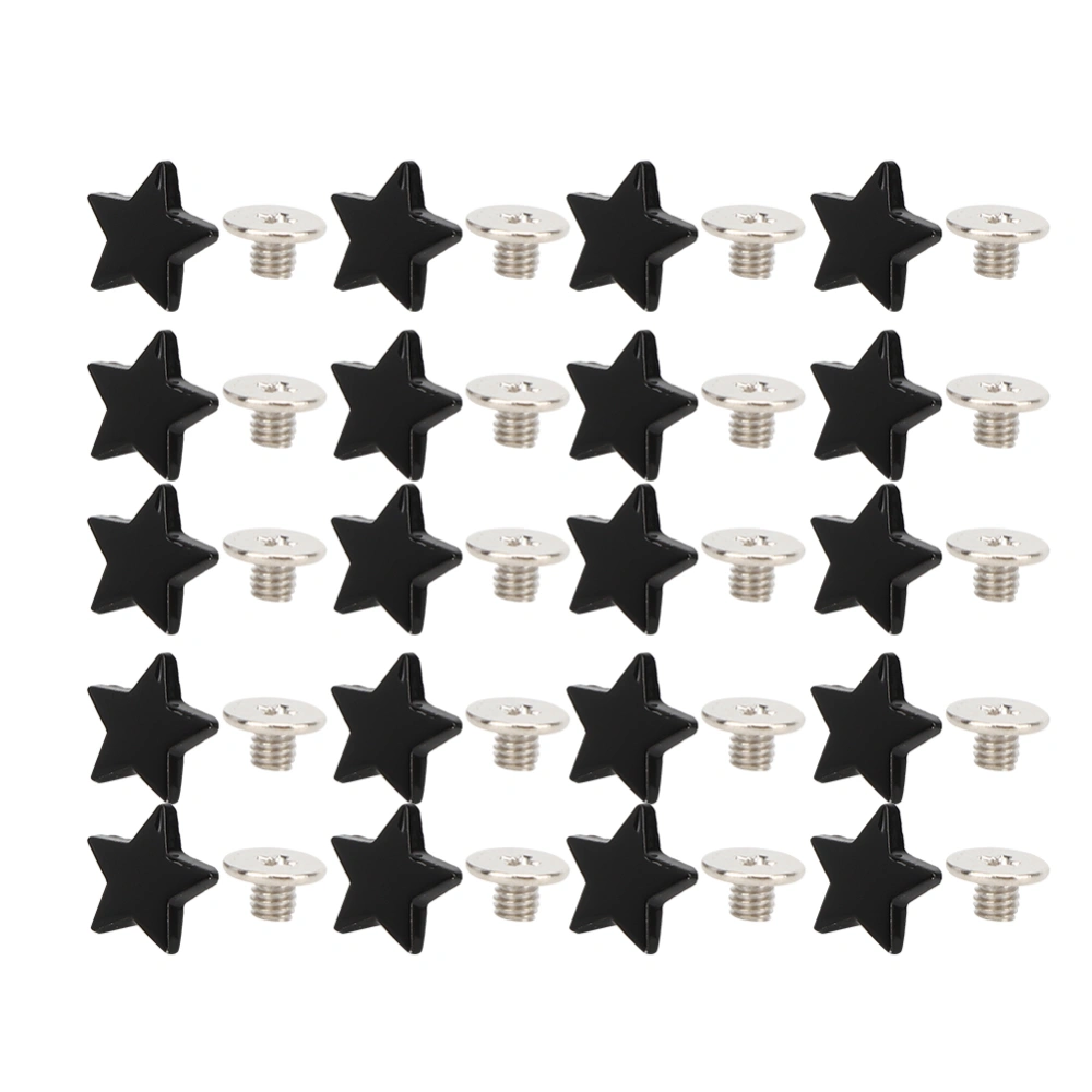 20Pcs Star Shape Rivet Stud Button DIY Clothes Shoes Decoration Accessories with Screws Bright Black