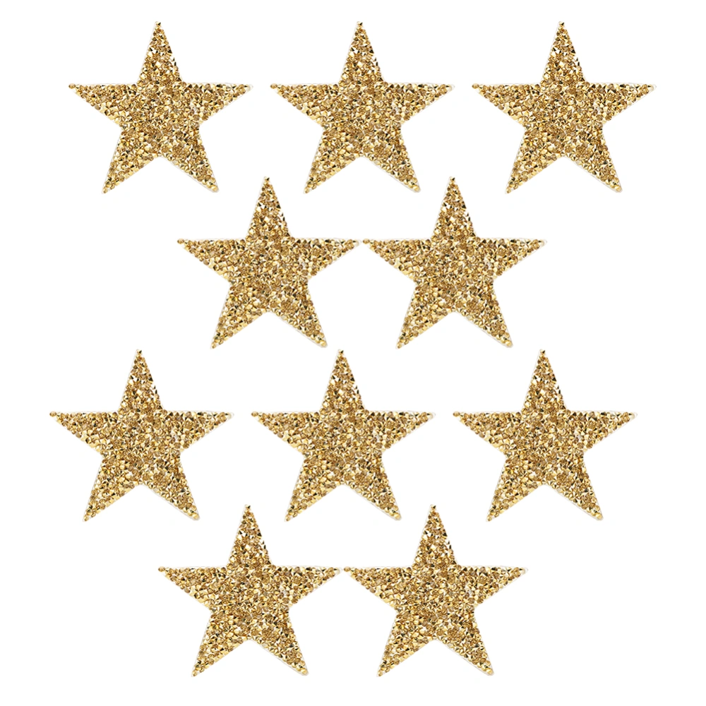 10Pcs Star Hot Rhinestones Sticker Hot Melt Adhesive DIY Clothes Phone Decoration Accessories Gold