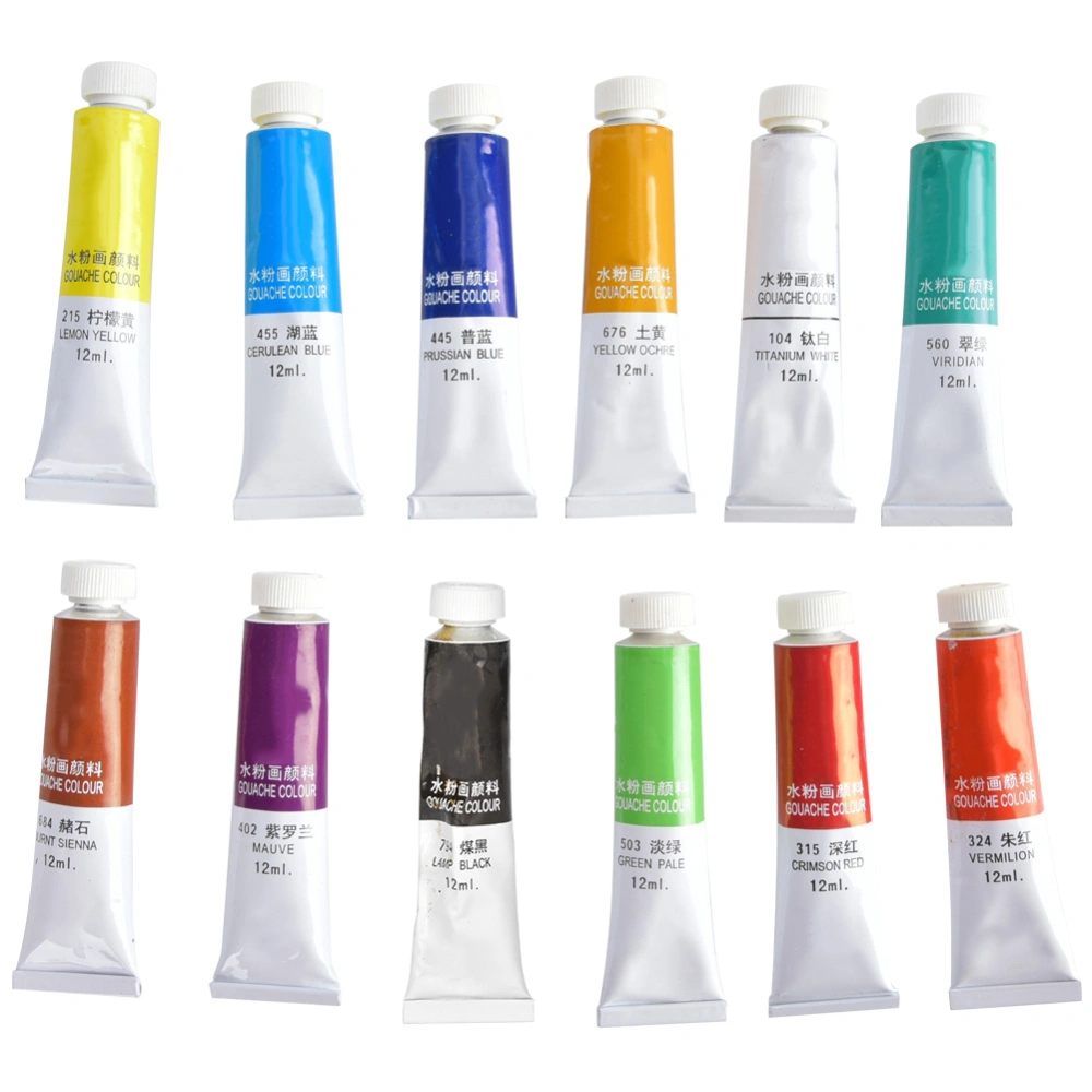 12pcs Oil Painting Pigment Paint Tube Set Art Drawing Set for Artists Beginners