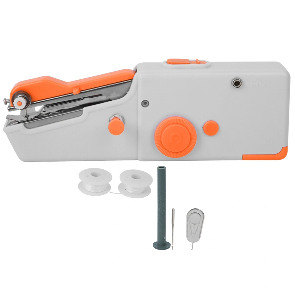 Portable Hand Sewing Machine DIY Mini Household Electric Stitch Needlework Tool Orange