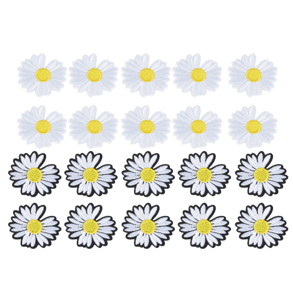 Daisy Flower Clothes Patches Garment Applique Embroidered Stickers Clothing DecorationBlack and white mixed