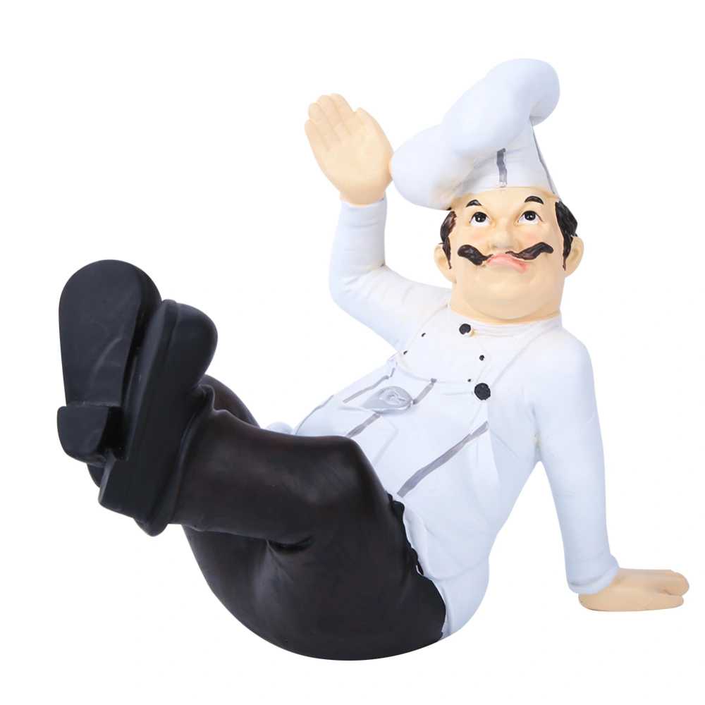 Craft Gift Fashion Chef Resin Decoration Lifelike with Smooth Lines for Restaurant / Cafe7124U-05-Chef Whose Hand on the Ground