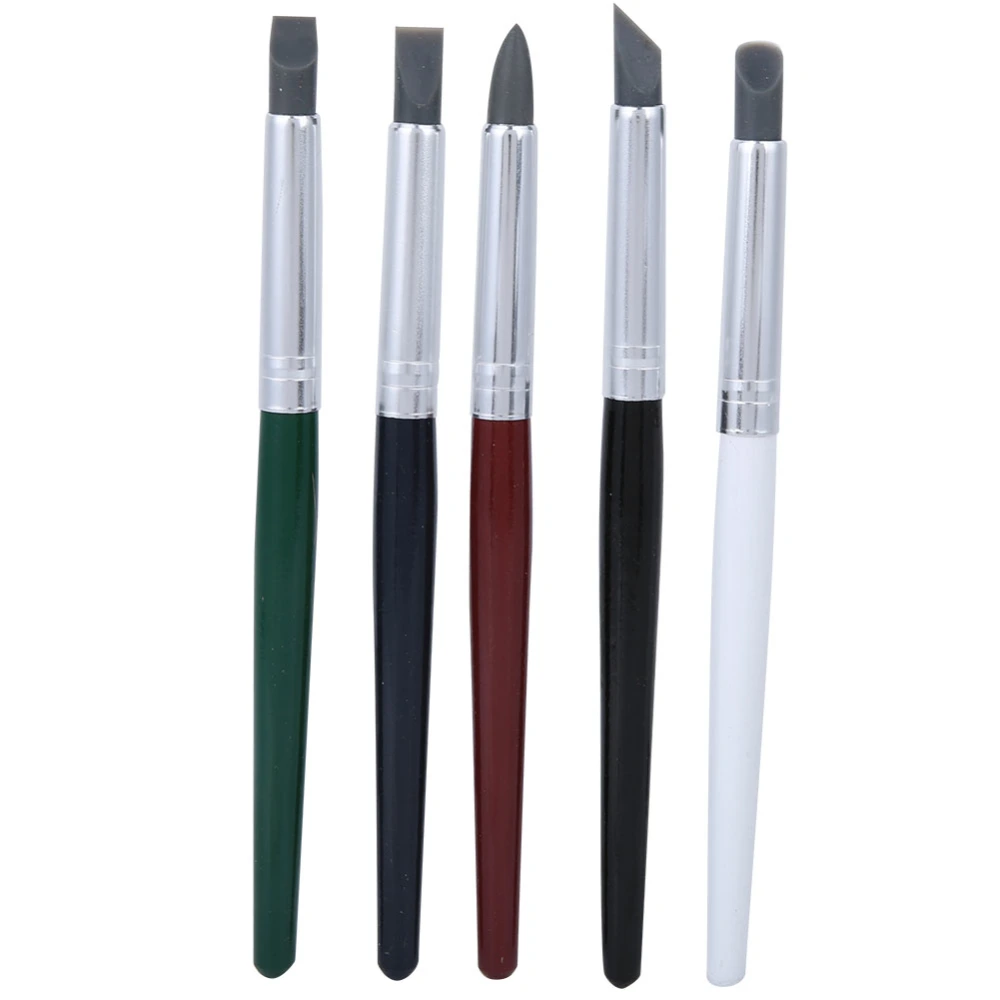 5Pcs Clay Shaper Pen Silicone Soft Head DIY Sculpture Pottery Carving Painting Tool