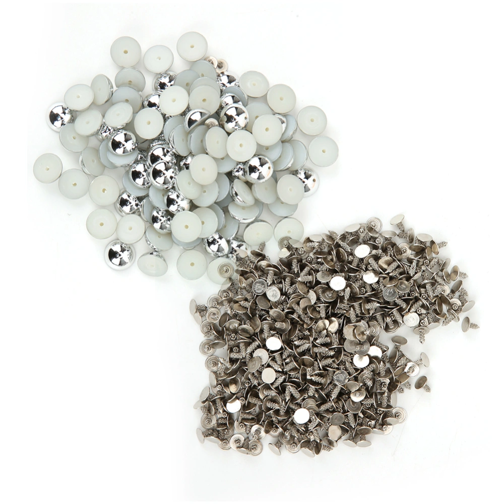 100pcs Semi Circular Pearl Beads Rivets Kit for Clothes Bags DIY Decoration Accessories(Silver )