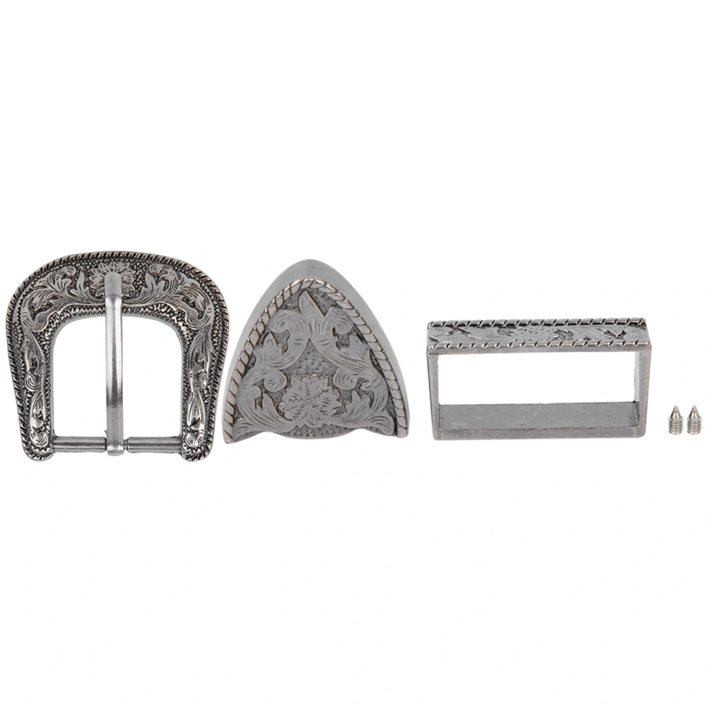 Vintage Style Handmade Carving Alloy Waist Belt Buckle Set for Collar Saddle Accessories25mm Inner Diamter