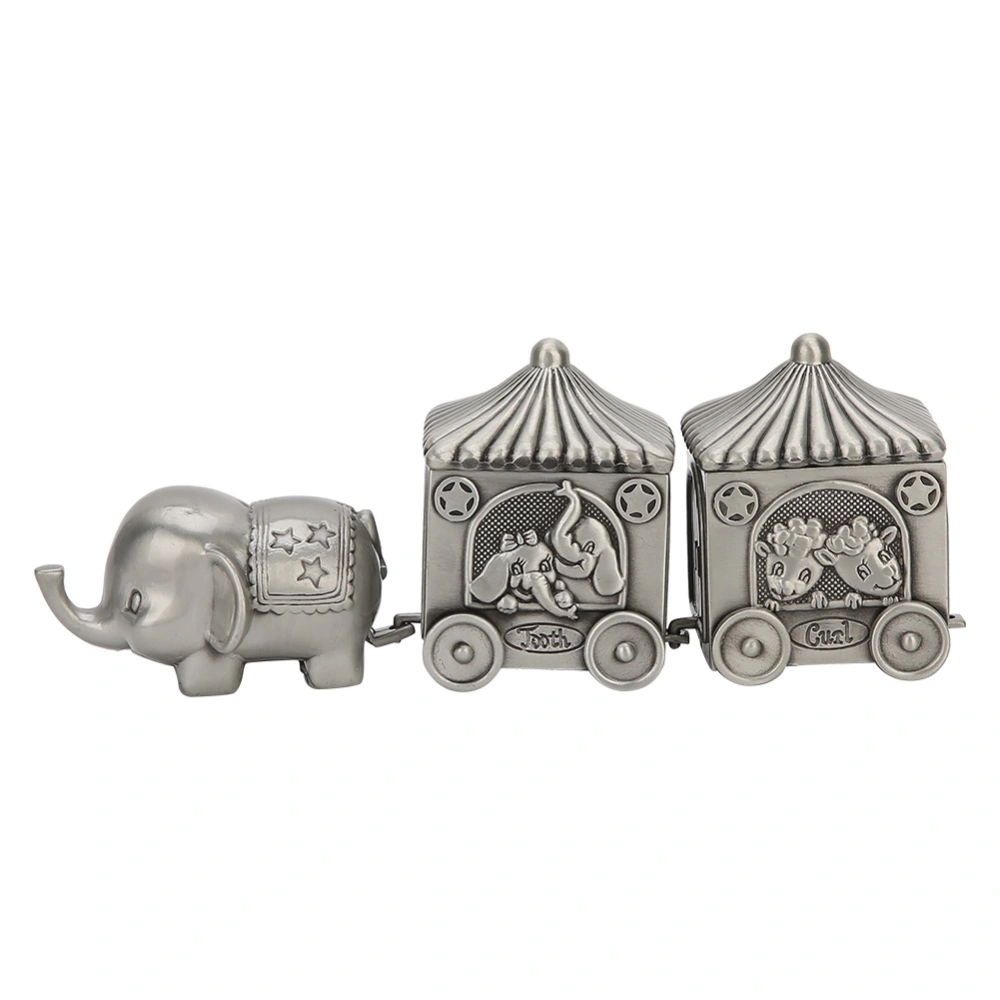 Tooth Collection Box Metal Elephant Car Shape Storage Case Exquisite Craft Gift Ornament