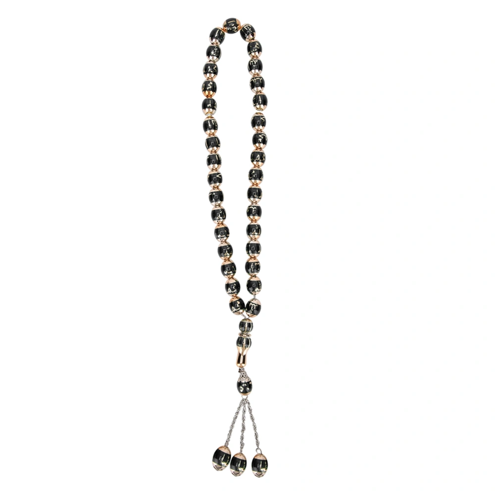 Resin Unisex Muslim Prayer Beads Round Rediing Words Rosary Worship Supplies Accessoryblack