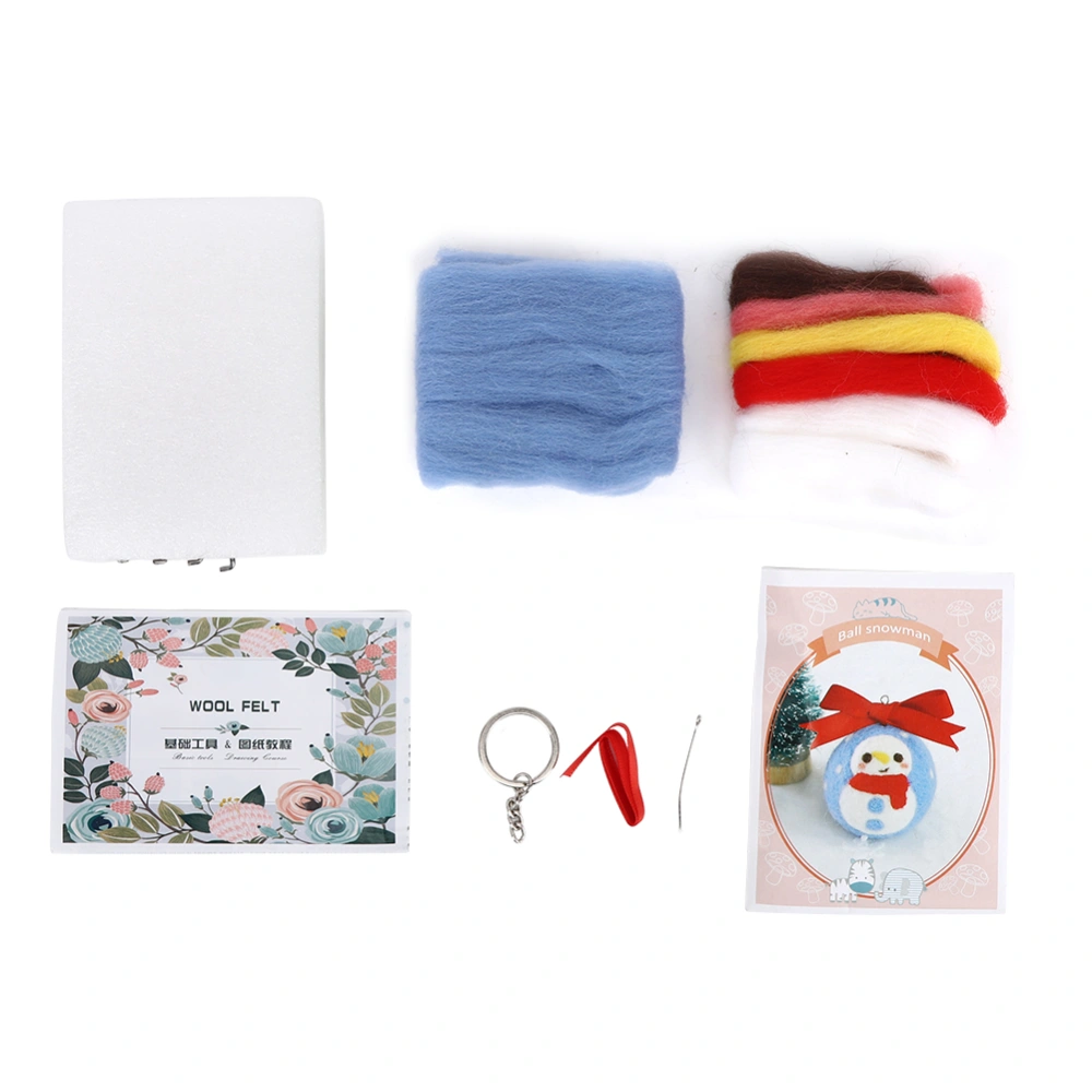 Needle Felting Material Bag Wool Felt Christmas Pattern Key Chain DIY Handcraft Keyring KitSnowman Key Chain