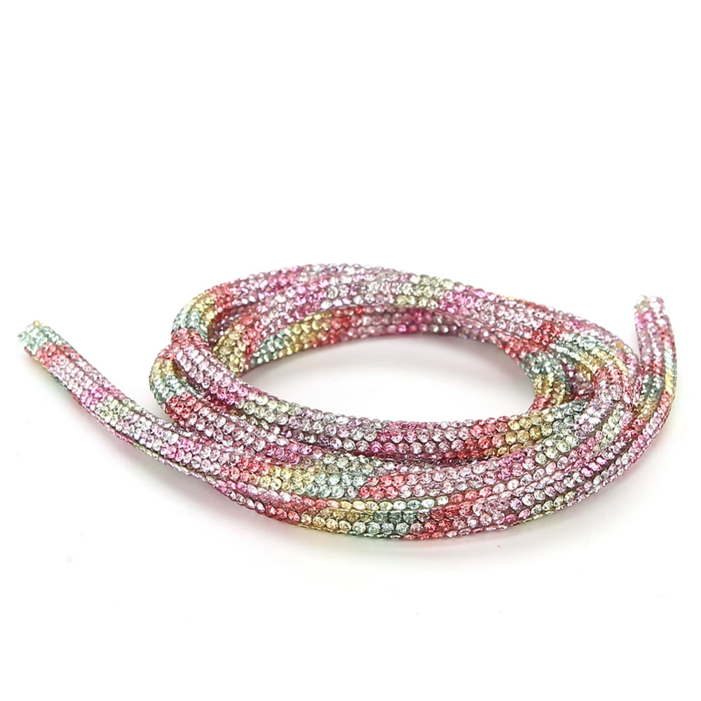 Rhinestones Tube Rope Ribbon DIY Sewing Wedding Dress Costume Decoration AccessoriesRainbow Color No.2