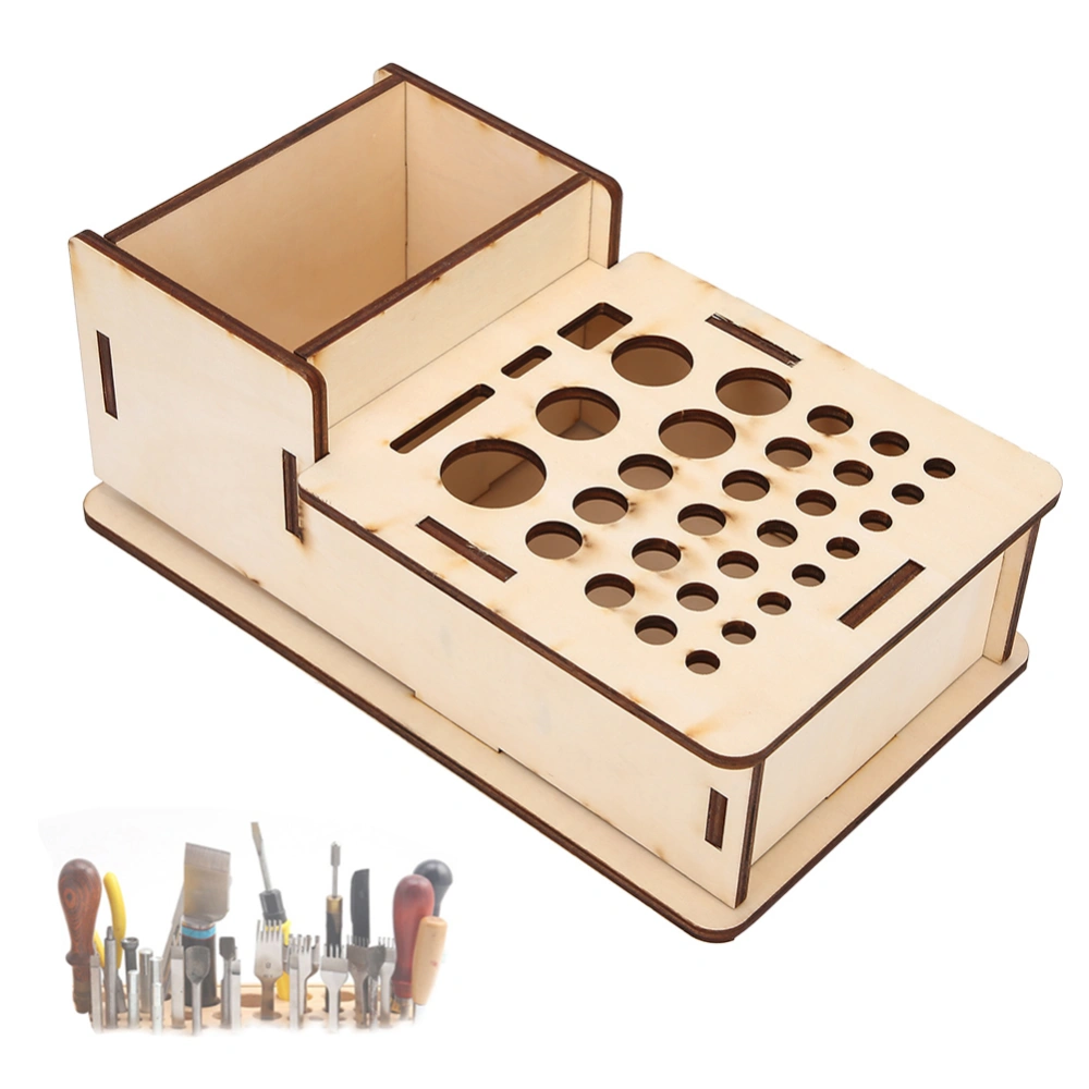 Multi Hole DIY Craft Tool Stand Storage Case Basswood Leather Rack Holder