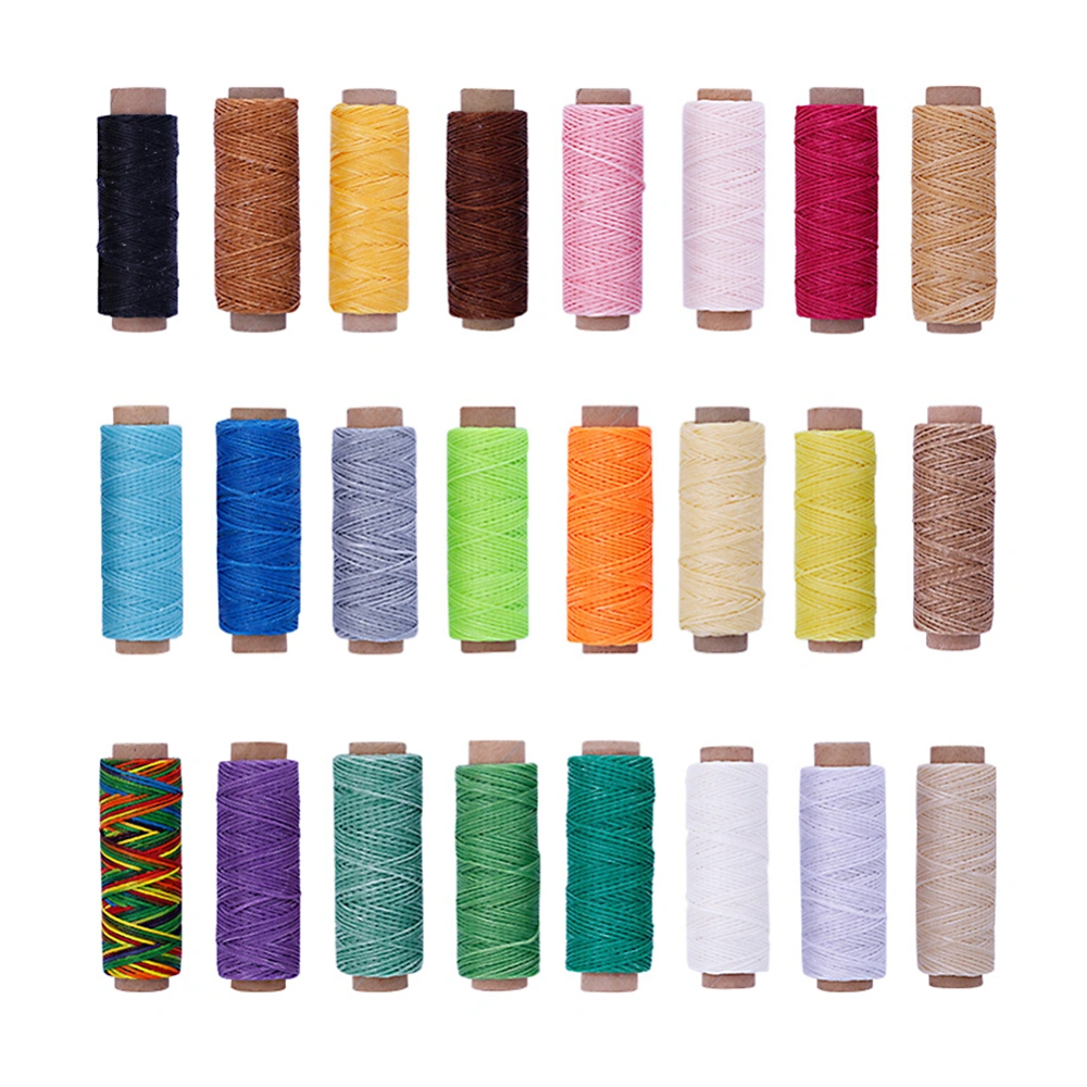 24 Colors 150D 50m/164ft Waxed Thread Handmade Flat Sewing Stitching Cord Accessories for DIY Leather Craft