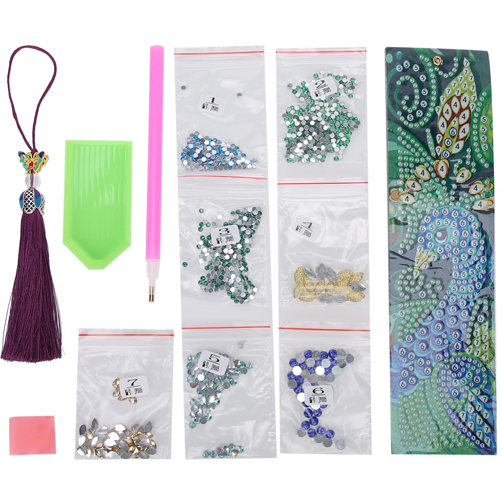 Peacock Shaped Rhinestone Painting Tassel Bookmark for DIY Gift Book Decoration