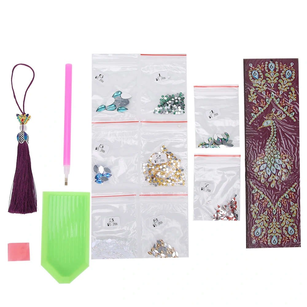 DIY Peacock Shaped Diamond Painting Bookmark with Tassel for Gift Book Crafts Decoration