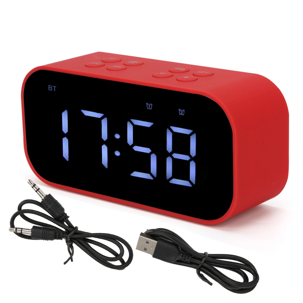 Multifunctional LED Alarm Clock Wireless Bluetooth Digital Clock with Speaker Home Decor GiftRed