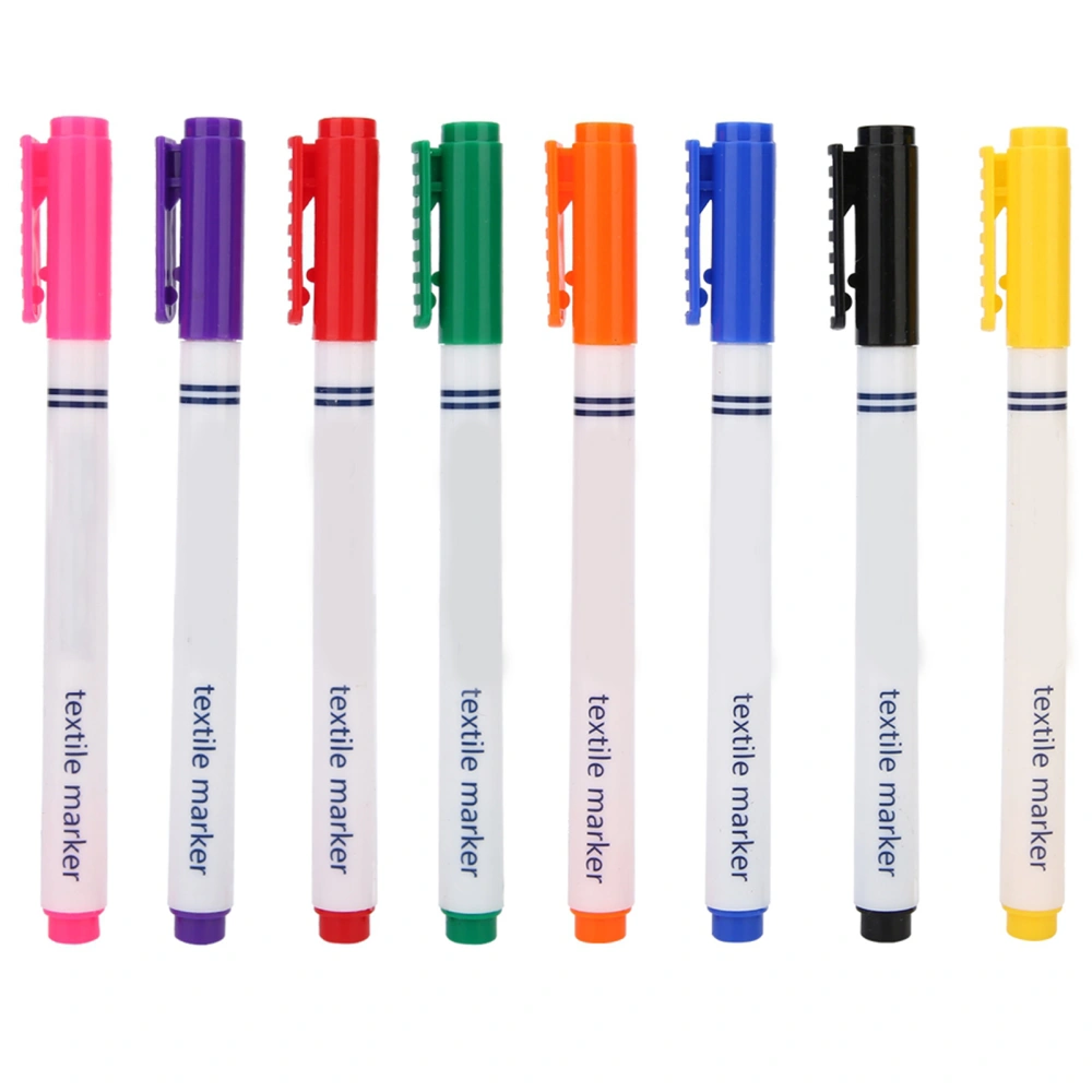 8Pcs Clothes Textile Marker Pen Waterproof DIY T Shirt Clothes Bags Art Painting Supplies