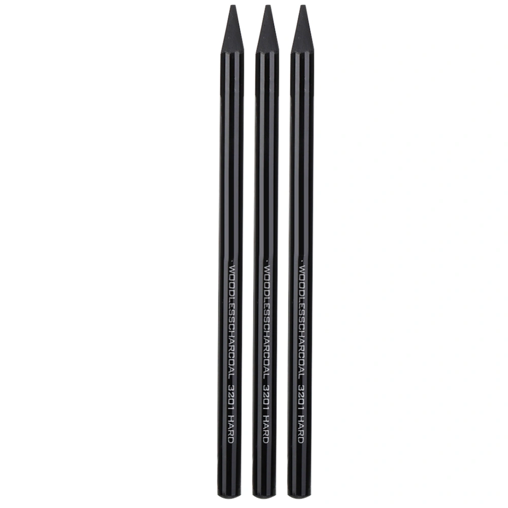 3pcs Pure Carbon Sketch Pencil Professional Hard/Medium/Soft Woodless Charcoal Pen Drawing Set