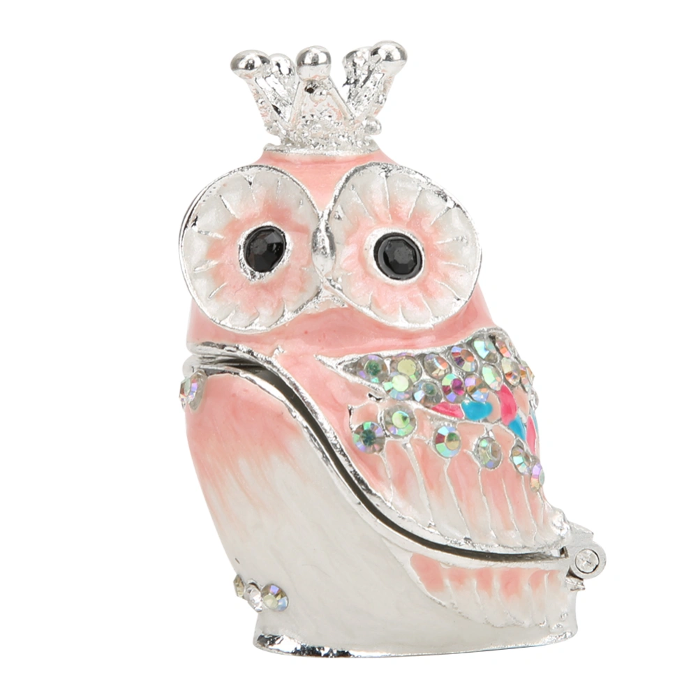 Hand Enameled Trinket Box Colorful Owl Decoration Ornament Metal Crafts Collectibles