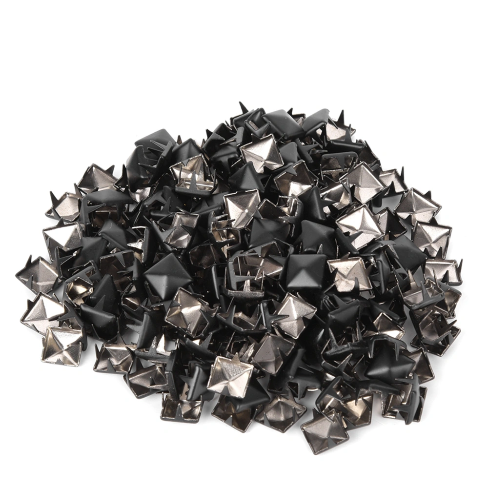 200Pcs Square Rivets Metal Stylish DIY Shoes Bags Hats Decoration Accessories 9mmMatte Black